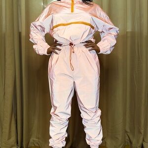 Pink Track Pants with Elastic Waist and Tapered Legs